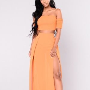 Fashion Nova Orange Two Piece skirt set